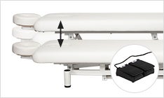 フットペダルでスムーズな高さ調整が可能