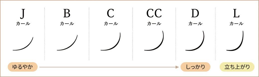 J・B・C・CC・D・Lカールの強さと形状の目安