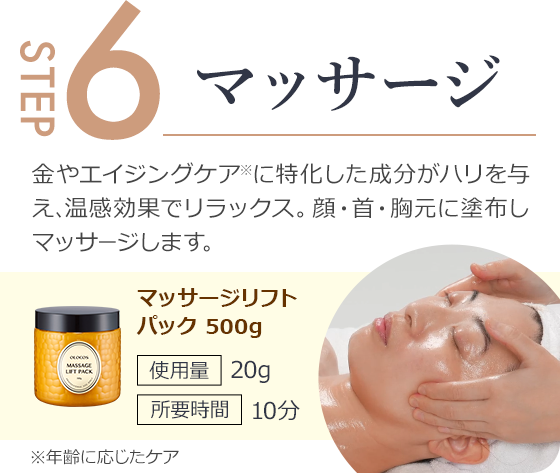step6.金箔やエイジングケアに特化した成分がハリを与え、温感効果でリラックス