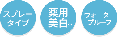 スプレータイプ・薬用美白・ウォータープルーフ