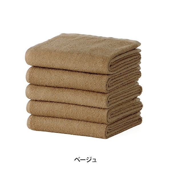 [SEVEN BEAUTY] フェイスタオル (綿100％)(288匁) 35cm×80cm ベージュ (5枚入り)